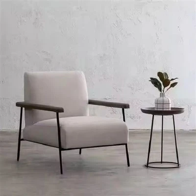 Nordic Fabric Wood Single Sofa Armstóll fyrir hótel